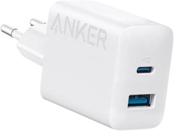 شاحن ايفون 15 انكر، USB C حائطي سريع بمنفذين 20 وات لموبايل 15/15 برو/15 برو ماكس/14/13/12 باد برو/ايربودز يزداد ابيض 