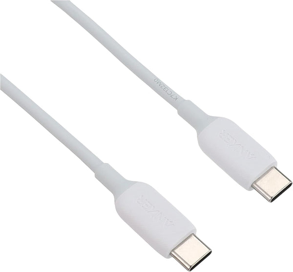 كابل باو لاين 3 بمنفذ USB النوع سي الي USB النوع سي 2.0 من انكر، طول 3 قدم - ابيض، لمحول الشحن